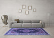 Machine Washable Persian Blue Traditional Rug in a Living Room, wshtr1358blu