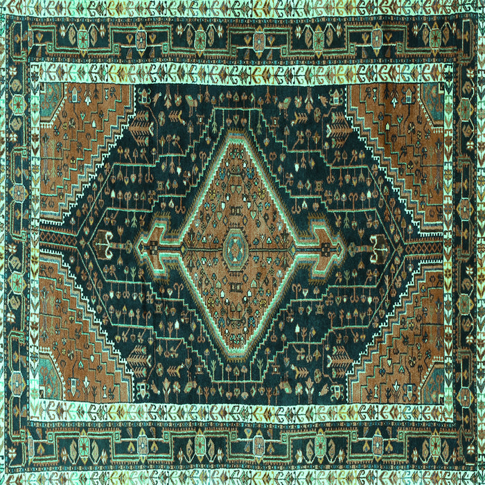 Square Machine Washable Persian Turquoise Traditional Area Rugs, wshtr1358turq