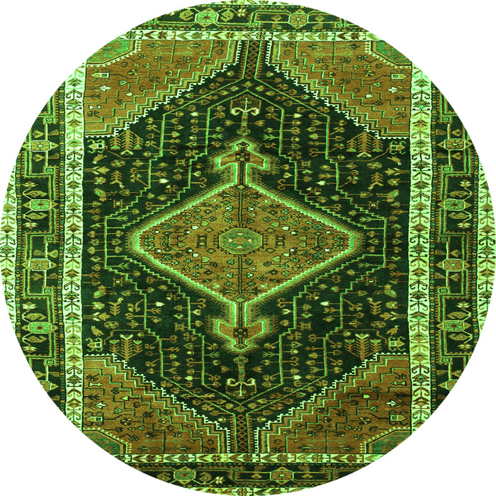Square Persian Green Traditional Rug, tr1358grn
