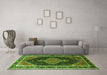 Machine Washable Persian Green Traditional Area Rugs in a Living Room,, wshtr1358grn