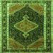 Round Machine Washable Persian Green Traditional Area Rugs, wshtr1358grn