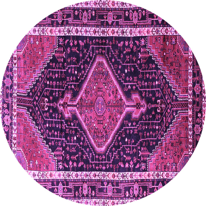 Round Machine Washable Persian Purple Traditional Area Rugs, wshtr1358pur