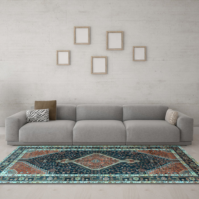 Machine Washable Persian Light Blue Traditional Rug in a Living Room, wshtr1358lblu