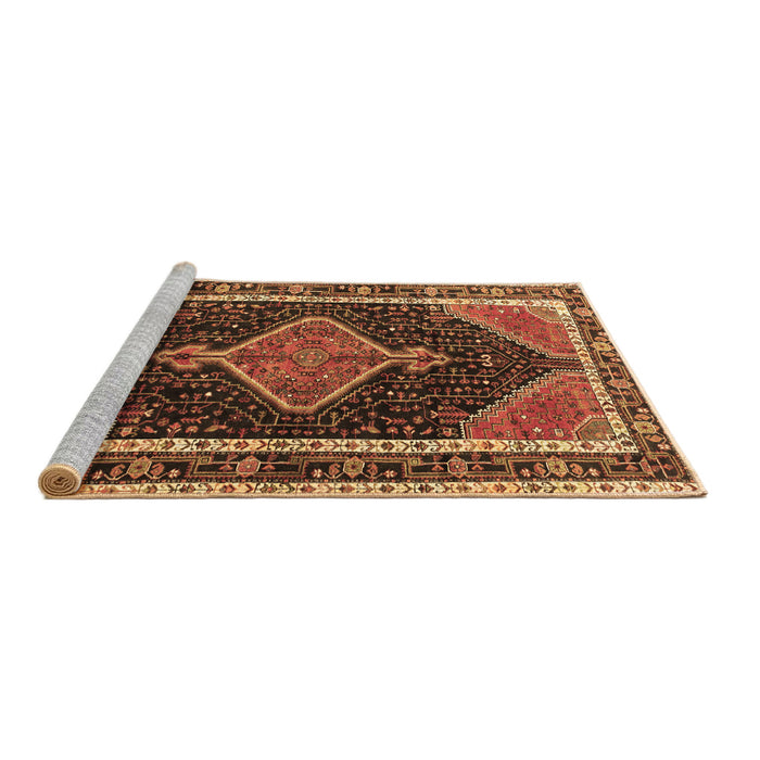 Sideview of Machine Washable Persian Brown Traditional Rug, wshtr1358brn