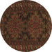 Round Persian Brown Traditional Rug, tr1359brn