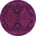 Round Machine Washable Persian Pink Traditional Rug, wshtr1359pnk