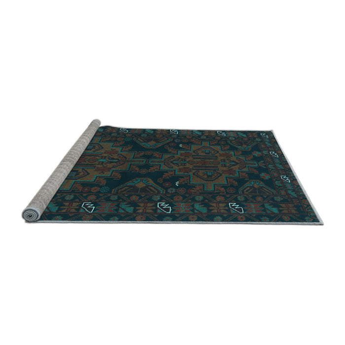 Sideview of Machine Washable Persian Light Blue Traditional Rug, wshtr1359lblu