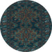 Round Machine Washable Persian Light Blue Traditional Rug, wshtr1359lblu