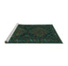 Sideview of Machine Washable Persian Turquoise Traditional Area Rugs, wshtr1359turq