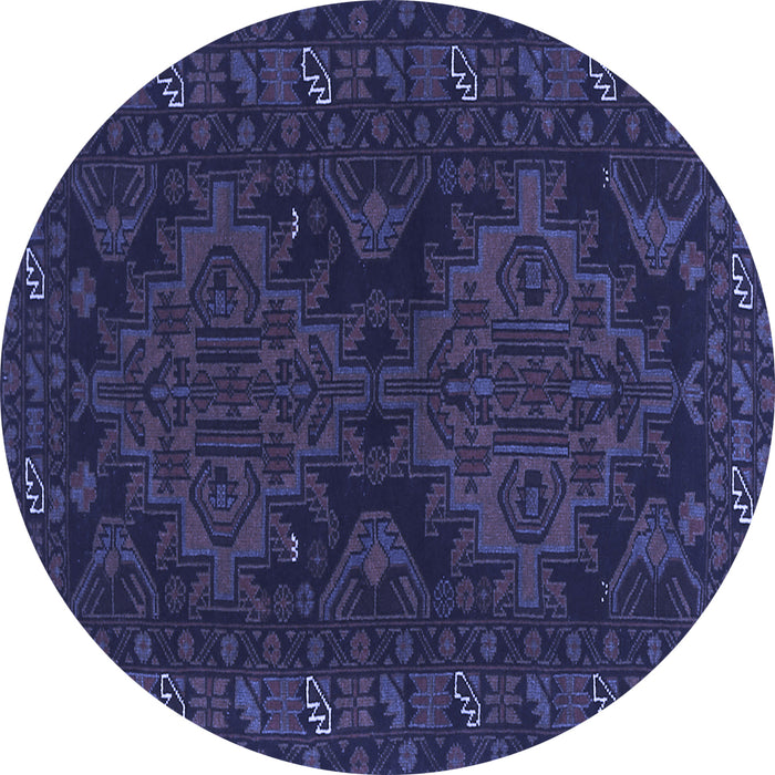Round Persian Blue Traditional Rug, tr1359blu