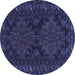 Round Persian Blue Traditional Rug, tr1359blu