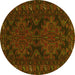 Round Persian Yellow Traditional Rug, tr1359yw