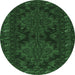 Round Persian Emerald Green Traditional Rug, tr1359emgrn
