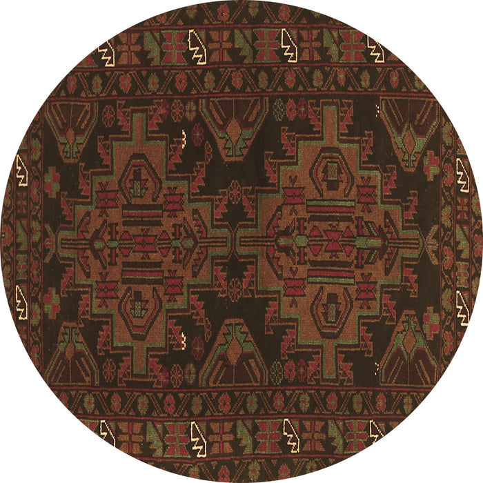 Round Machine Washable Persian Brown Traditional Rug, wshtr1359brn