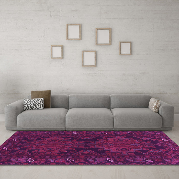 Machine Washable Persian Pink Traditional Rug in a Living Room, wshtr1359pnk