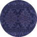 Round Machine Washable Persian Blue Traditional Rug, wshtr1359blu