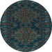 Round Persian Light Blue Traditional Rug, tr1359lblu