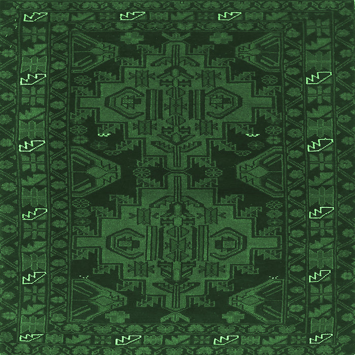Square Persian Emerald Green Traditional Rug, tr1359emgrn