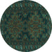 Round Persian Turquoise Traditional Rug, tr1359turq