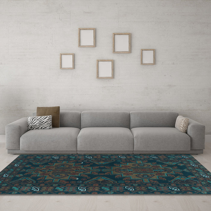 Machine Washable Persian Light Blue Traditional Rug in a Living Room, wshtr1359lblu