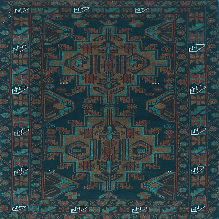Square Machine Washable Persian Light Blue Traditional Rug, wshtr1359lblu
