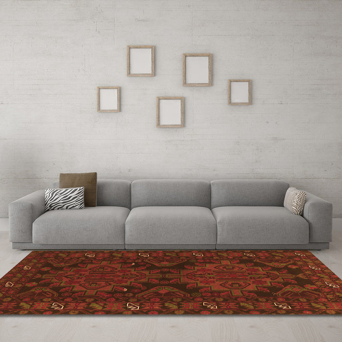 Machine Washable Persian Orange Traditional Area Rugs in a Living Room, wshtr1359org