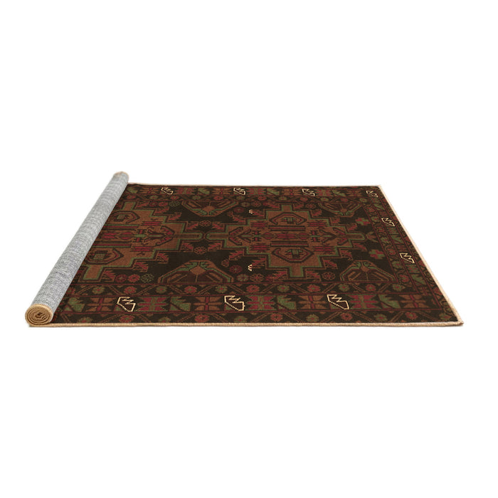 Sideview of Machine Washable Persian Brown Traditional Rug, wshtr1359brn