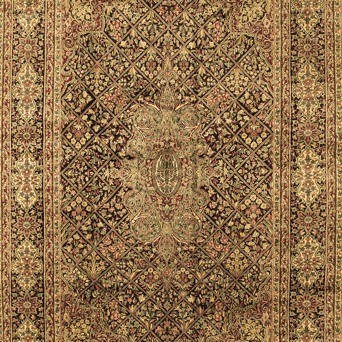 Machine Washable Medallion Brown Traditional Rug, wshtr135brn