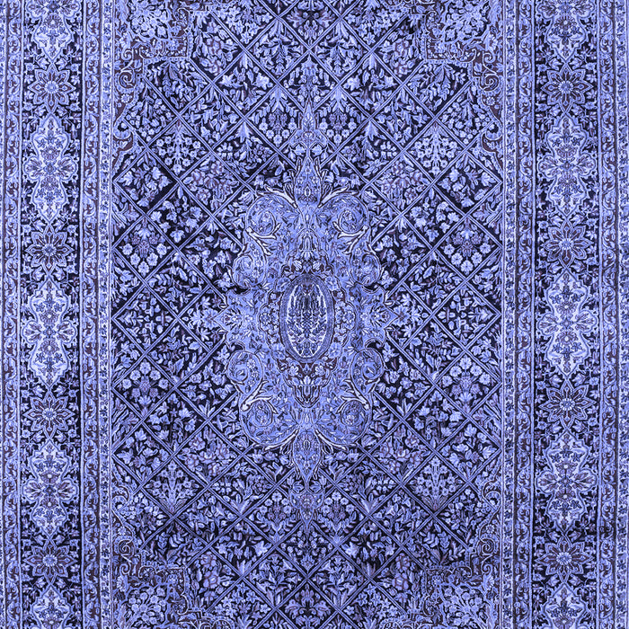 Machine Washable Medallion Blue Traditional Rug, wshtr135blu