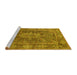 Sideview of Machine Washable Medallion Yellow Traditional Rug, wshtr135yw