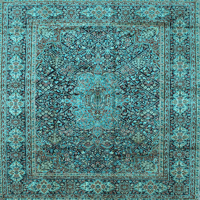Square Medallion Light Blue Traditional Rug, tr135lblu