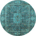 Round Medallion Light Blue Traditional Rug, tr135lblu