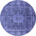 Round Medallion Blue Traditional Rug, tr135blu