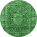 Round Medallion Emerald Green Traditional Rug, tr135emgrn