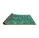 Sideview of Medallion Turquoise Traditional Rug, tr135turq