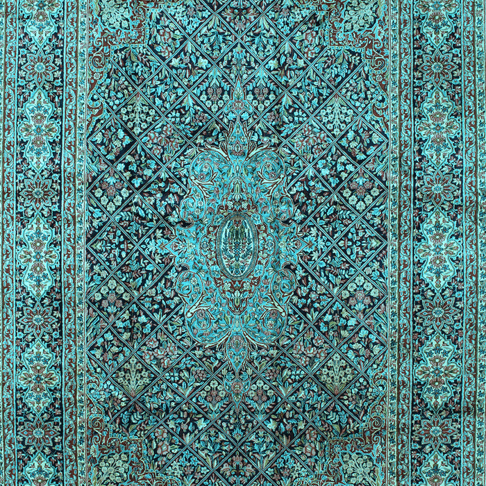 Machine Washable Medallion Light Blue Traditional Rug, wshtr135lblu