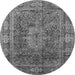 Machine Washable Medallion Gray Traditional Rug, wshtr135gry