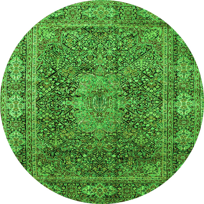 Square Medallion Green Traditional Rug, tr135grn