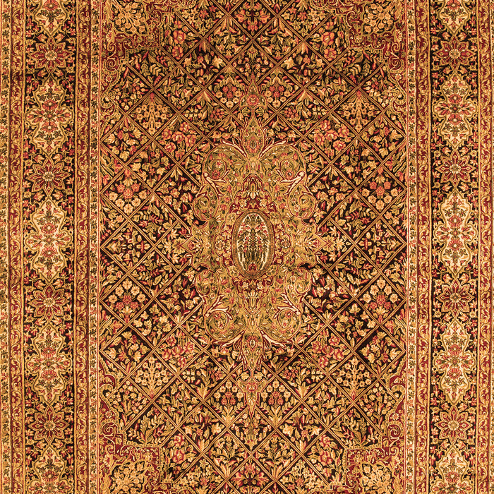 Serging Thickness of Machine Washable Medallion Orange Traditional Area Rugs, wshtr135org