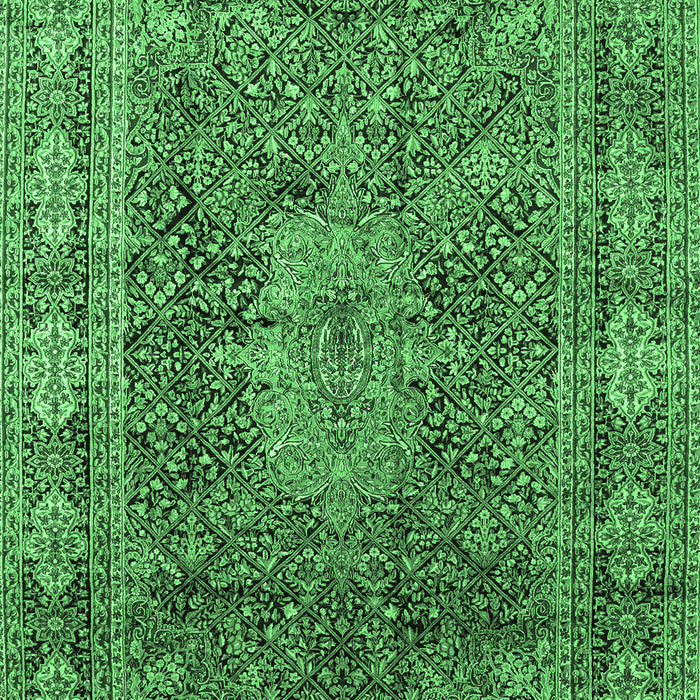 Machine Washable Medallion Emerald Green Traditional Area Rugs, wshtr135emgrn