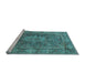 Sideview of Machine Washable Medallion Light Blue Traditional Rug, wshtr135lblu