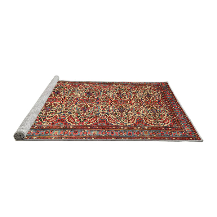 Sideview of Machine Washable Traditional Tomato Red Rug, wshtr1360