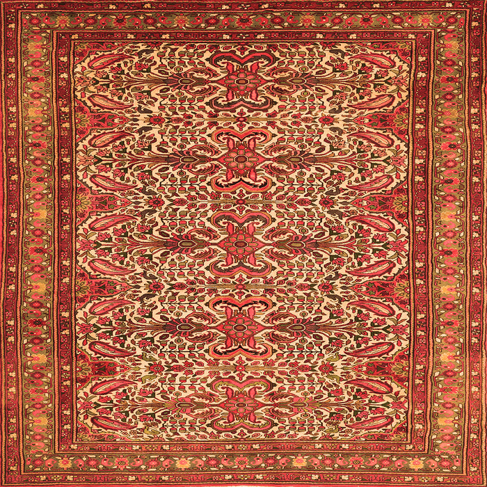 Round Machine Washable Persian Orange Traditional Area Rugs, wshtr1360org