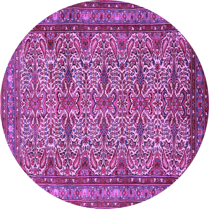 Round Machine Washable Persian Purple Traditional Area Rugs, wshtr1360pur