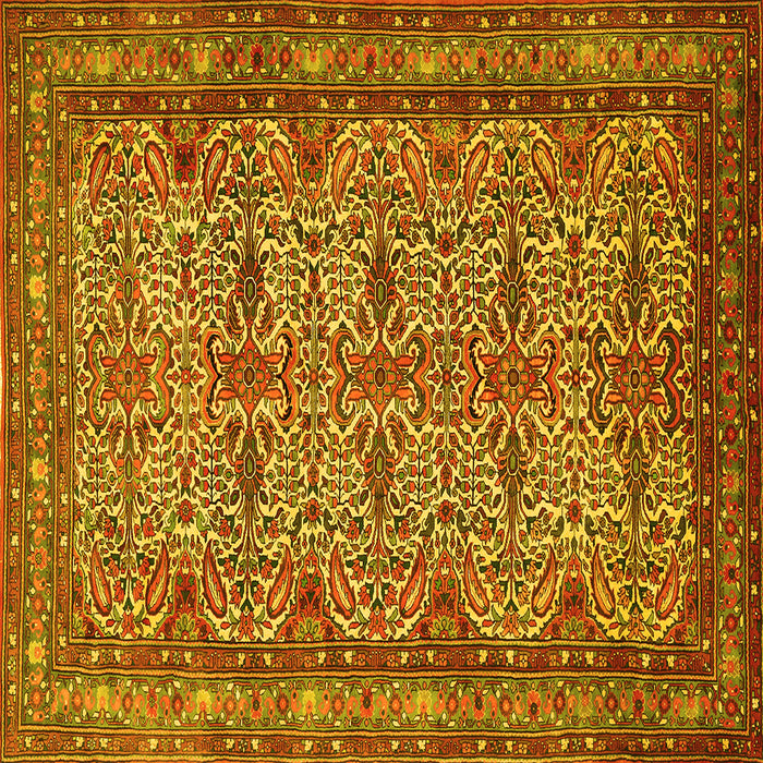 Square Machine Washable Persian Yellow Traditional Rug, wshtr1360yw