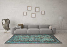 Machine Washable Persian Light Blue Traditional Rug in a Living Room, wshtr1360lblu