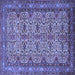 Square Machine Washable Persian Blue Traditional Rug, wshtr1360blu