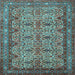 Square Machine Washable Persian Light Blue Traditional Rug, wshtr1360lblu