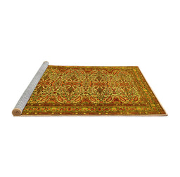 Sideview of Machine Washable Persian Yellow Traditional Rug, wshtr1360yw