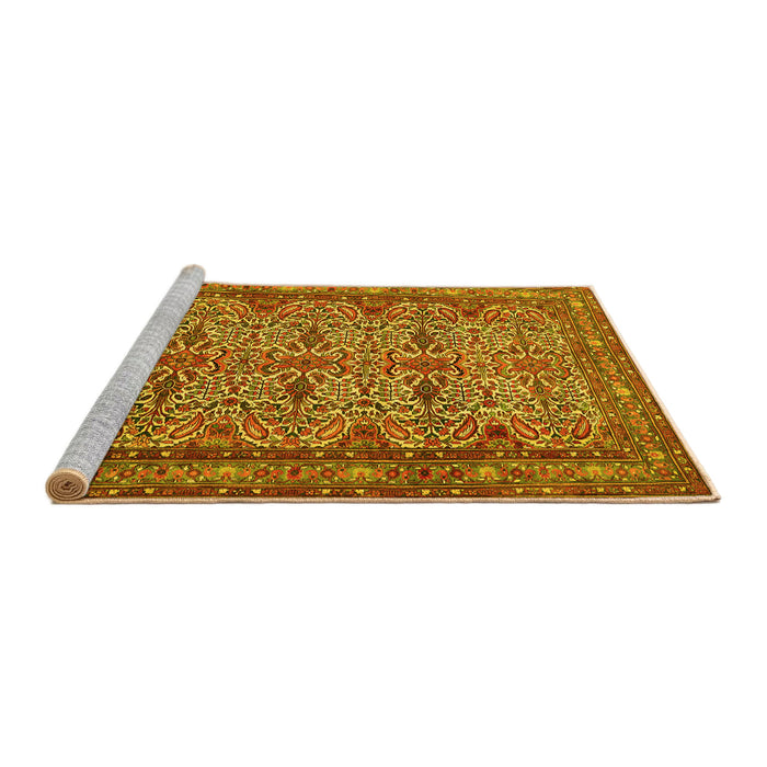 Sideview of Machine Washable Persian Yellow Traditional Rug, wshtr1360yw